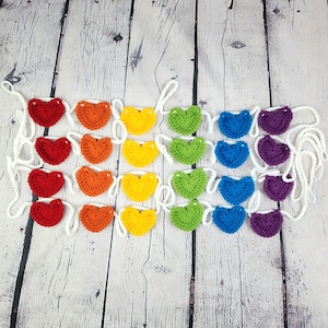 Rainbow Heart Garland, Pride Rainbow Hearts, Crochet Garland, Pride Decor, LGBT Pride, LGBTQ, Coming Out Gift, Queer Transgender Lesbian Gay