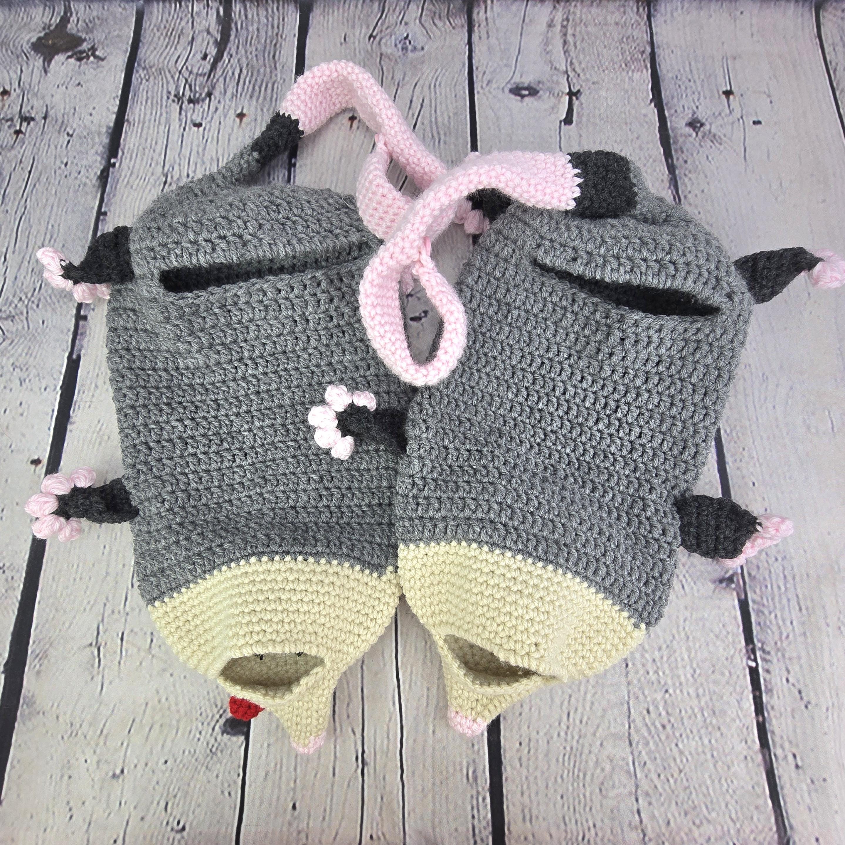 Open Mouth Crochet Possum Grocery Bag Dispenser, Possum Gift