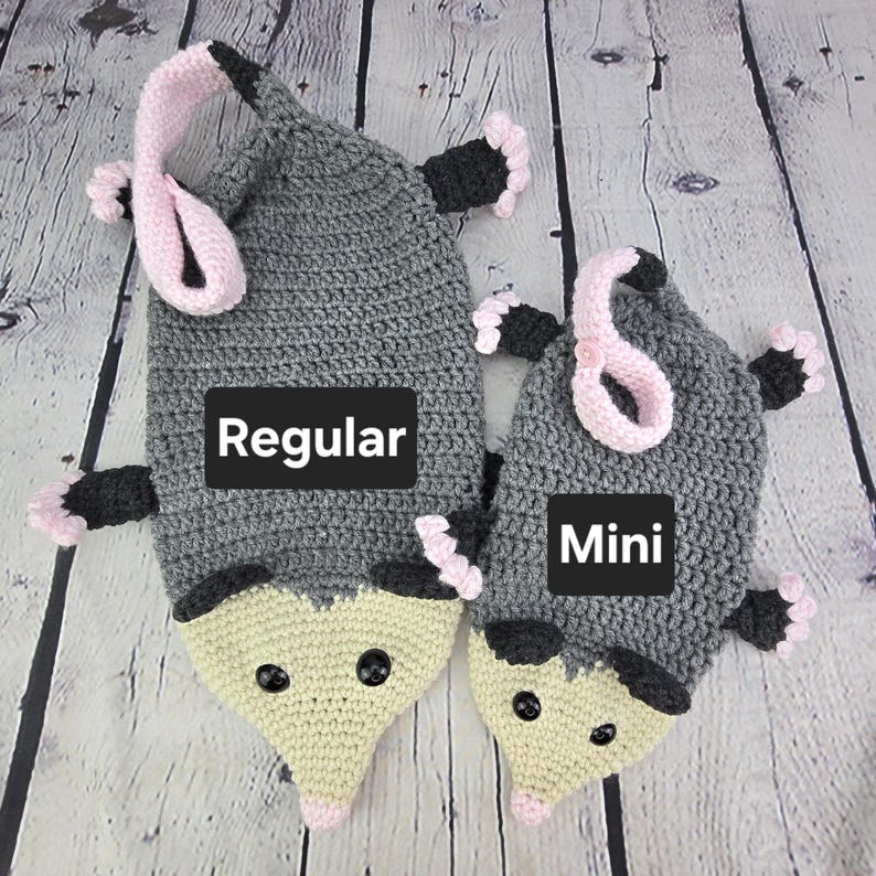 Crochet Possum Grocery Bag Holder, Opossum Bag Saver, Possum Bag Dispenser, Housewarming Gift, Christmas Stocking, Ren Faire Cosplay Pouch image 15