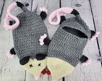 Mini Crochet Possum Grocery Bag Holder, Crochet Possum Birthday