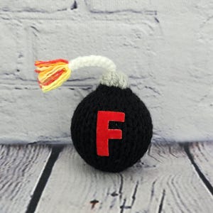 Crocheted and Knit F-Bomb, Handmade Christmas Gift, Funny Ornament, Quirky Desk Decor, White Elephant Gift Exchange, Stocking Stuffer, EOD
