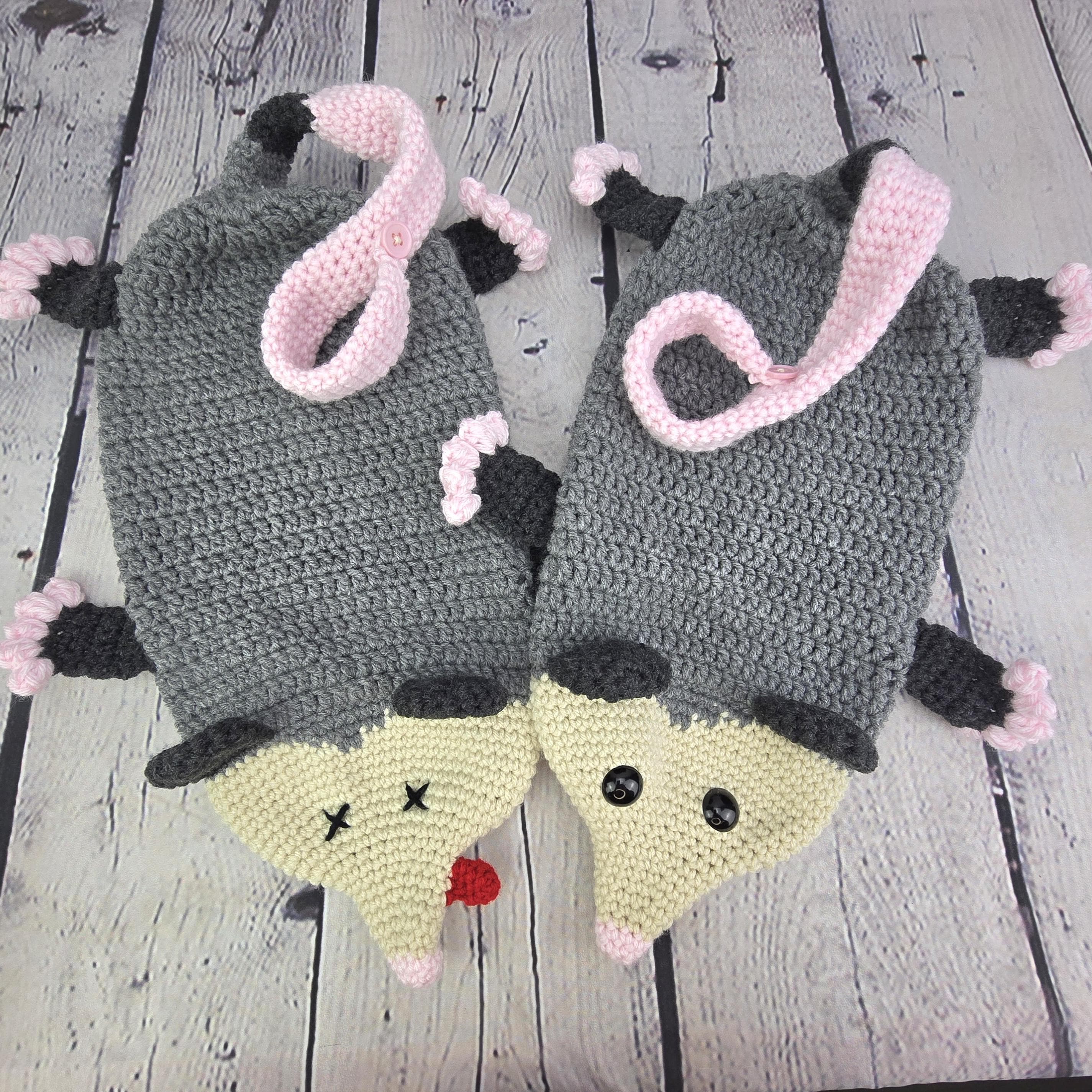 Open Mouth Crochet Possum Grocery Bag Dispenser, Possum Gift