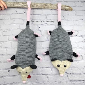 Crochet Possum Grocery Bag Holder, Opossum Bag Saver, Possum Bag Dispenser, Housewarming Gift, Christmas Stocking, Ren Faire Cosplay Pouch image 2