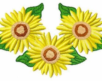 Sun Flowers Machine Embroidery Design Instant Digital Download - Sun Flower Embroidery
