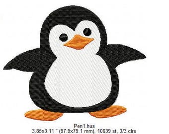 Happy Little Penguin Machine Embroidery Design - Digital Delivery