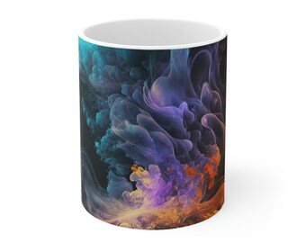 Colorful Trendy Smoke Graphic Coffee Tee Hot Chocolate Ceramic Mug 11oz