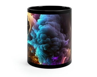 Colorful Trendy Smoke Graphic Coffee Tea Hot Chocolate 11oz Black Ceramic Mug