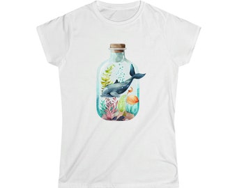 Watercolor Beach in a Bottle Women's Softstyle Tee 7 Colors 5 Sizes