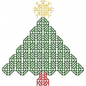 Christmas Tree Cross Stitch Machine Embroidery Design - Instant Digital Download Embroidery File