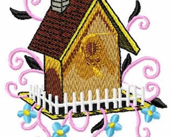 Machine Embroidery Birdhouse Designs Collection 2 - 5 Designs - Digital Download Embroidery File