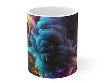 Colorful, Trendy, Smoke Graphic 11oz Coffee Tea Hot Chocolate White Ceramic Mug