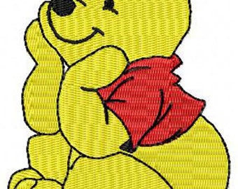Winnie the Pooh Sitting Machine Embroidery Design - Instant Digital Download Embroidery File