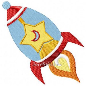 Rocket Ship Space Ship Machine Embroidery Design - Instant Digital Download