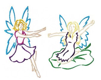 Outline Fairy Stickdatei 10 Designs in einem Paket - Sofort Download Stickdatei