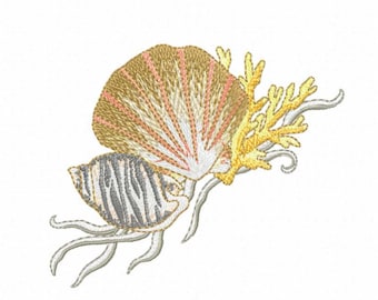 Seashells Machine Embroidery Design - Instant Digital Download