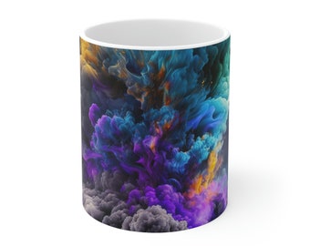 Colorful Trendy Smoke Graphic Coffee Tea Hot Chocolate Ceramic Mug 11 oz