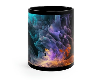 Colorful Trendy Smoke Graphic Coffee Tea Hot Chocolate 11oz Black Ceramic Mug