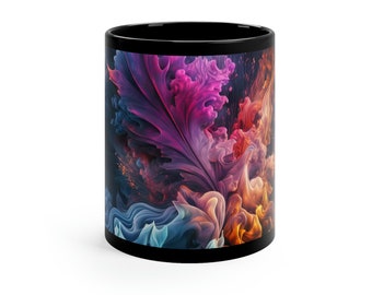 Colorful, Trendy, Smoke Graphic 11oz Coffee Tea Hot Chocolate Black Ceramic Mug