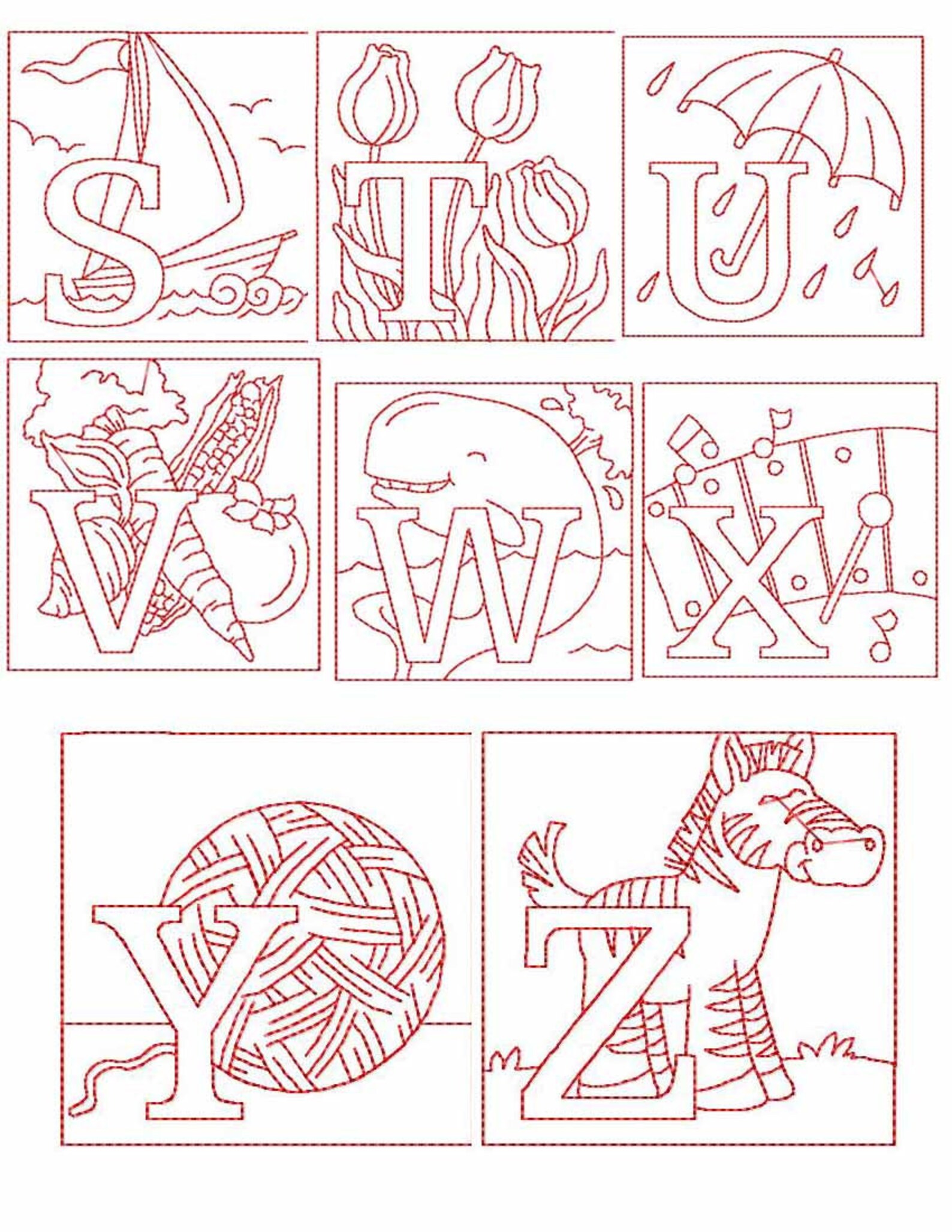Red Work Alphabet Machine Embroidery Perfect for Cloth Book or - Etsy