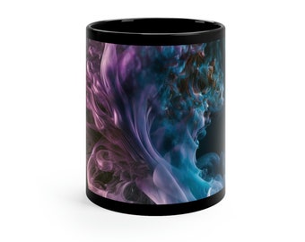 Colorful Trendy Smoke Graphic Coffee Tee Hot Chocolate Black Ceramic Mug 11oz