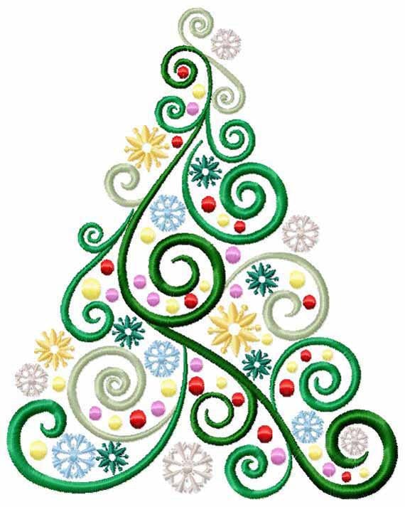 Items similar to christmas tree machine embroidery design  swirls