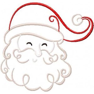 Art Deco Style Santa Face Outline Machine Embroidery Design - Instant Digital Download Embroidery File