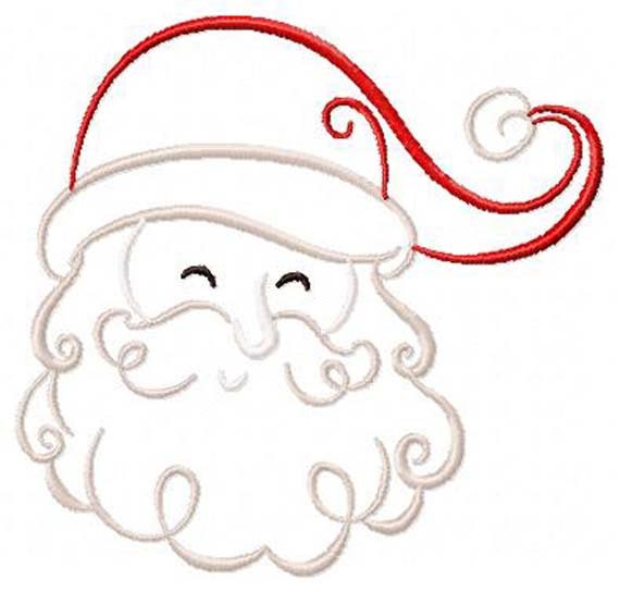 Art Deco Style Santa Face Outline Machine Embroidery Design Instant Digital Download Embroidery File
