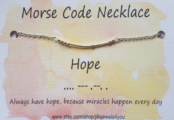 Hope Morse Code Necklace Inspirational Necklace Morse Code | Etsy