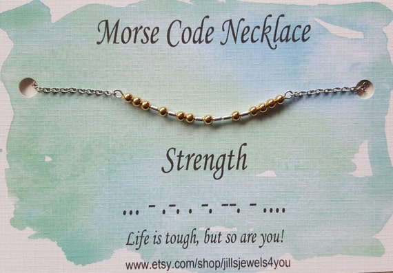 Strength Morse Code Necklace Inspirational Necklace Morse | Etsy