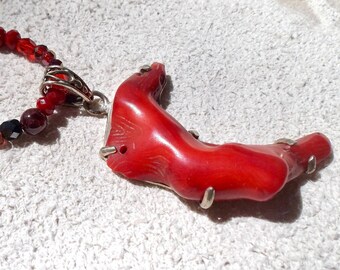 Bamboo coral pendant necklace, coral pendant necklace, modern nouveau, adorndc