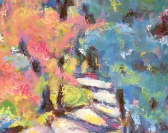 pequeña pintura de aire gouache plein enmarcada, arte original de la naturaleza gouache, pequeño paisaje, pintura original de la naturaleza, decoración del hogar