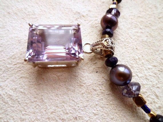 faceted amethyst necklace, beaded amethyst jewelry, silver amethyst necklace, gift for her, woman's birthday