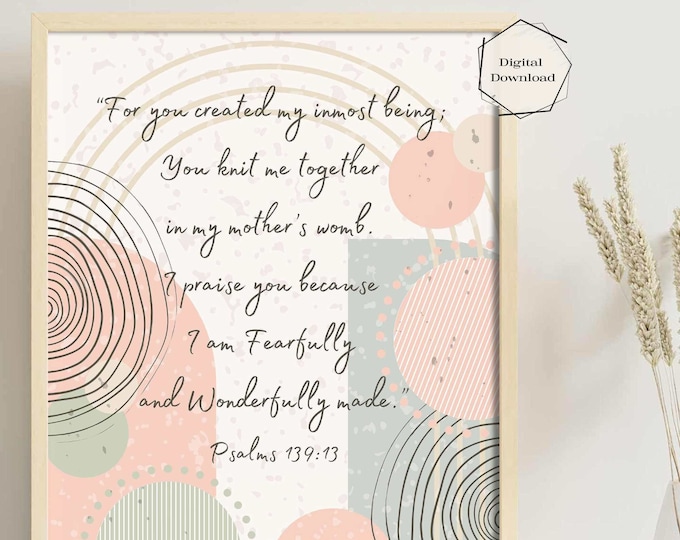 Boho Bible Verse Printable Art | Downloadable Art | Inspirational and Religious Home Decor | Boho Art | Nursery Printable Art | Psalms 139