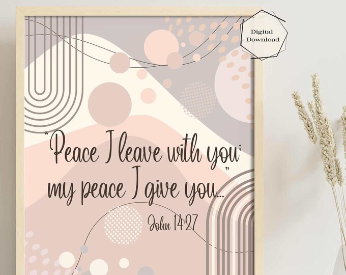 Boho Bible Verse Printable Wall Art | Digital Download | Inspirational and Religious Art Print | Boho Nursery, Dorm, Office Print | John 14