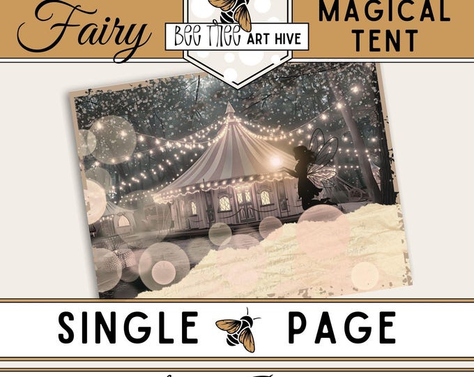 Fairy Scrapbook Paper, Magical Fairy Digital Paper, Glowing Bubbles, Fairy Lights, Forest Tent, Decorative Paper, Fairy Theme Scrapbooking