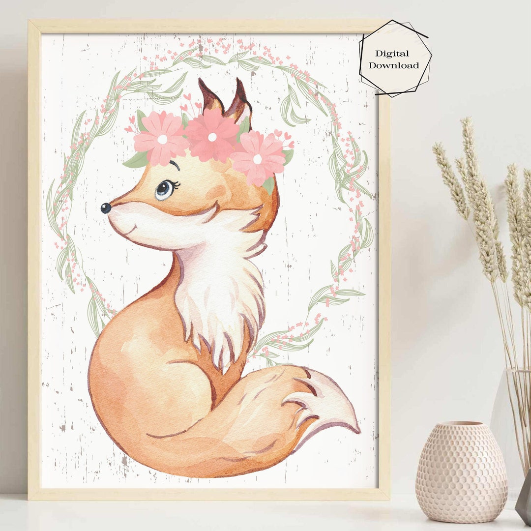 Vintage Baby Fox Nursery Printable Artwork Vintage Animal Prints ...