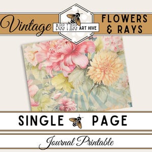 Vintage Floral Scrapbook Paper: Rustic Flower Journal Page (Digital Download)