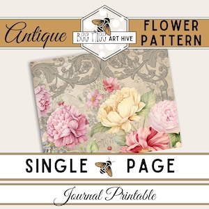 Floral Scrapbook Paper: Antique Baroque Journal Embellishment (Digital Download)
