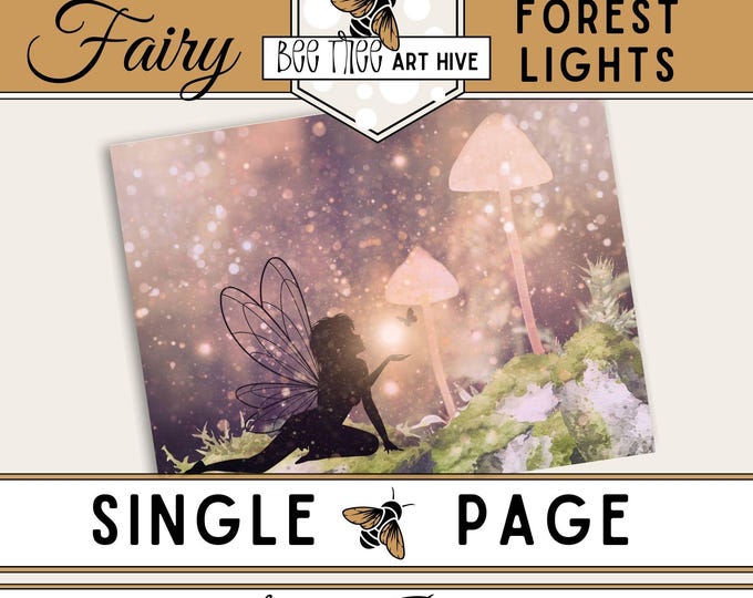 Fairy Scrapbook Paper, Night Garden Glowing Mushrooms, Fairy Light Digital Paper, Decorative Paper, Fairy Themed Scrapbooking, DIY Crafting
