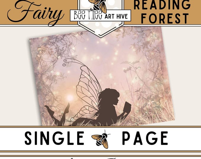 Fairy Scrapbook Paper, Whimsical Fairy Book Lover, Magical Pink Fairy Forest Paper, Digital Paper, Decorative Paper, Fairy Scrapbooking