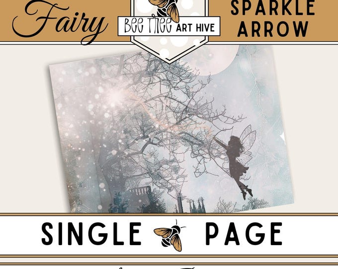 Fairy Scrapbook Paper, Moon Decorative Paper, Night Sky Digital Paper, Magical Tree Paper, Pink Distressed Scrapbooking Paper, Fairy Theme