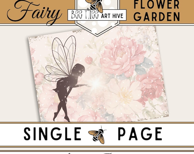 Fairy Scrapbook Paper, Flower Garden Digital Paper, Whimsical Fairy, Pastel Floral Decorative Paper, Magical Fairy Themed Scrapbooking