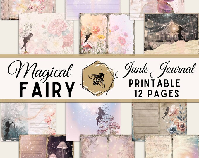 Fairy Junk Journal Printable Pages, Digital Download Bundle Kit, Magical and Enchanting DIY Project for Crafters, JPG and PDF Files