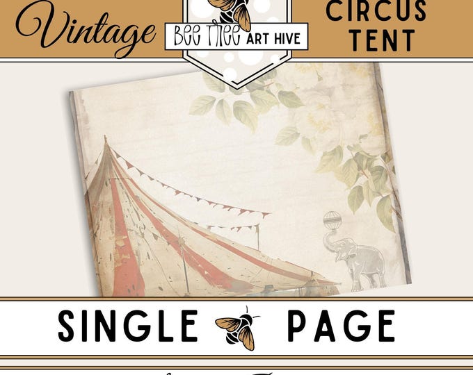 Circus Scrapbook Paper, Carnival Vintage Digital Paper, Faded White Floral Decorative Paper, Circus Themed Scrapbooking, Circus Elephant