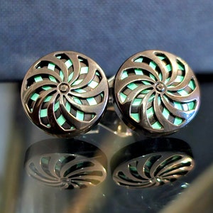 1908年製 アンティーク 純銀製 カフリンクス スターリングシルバー カフス