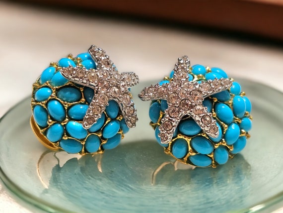 Vintage Kenneth Jay Lane Turquoise and crystal St… - image 4