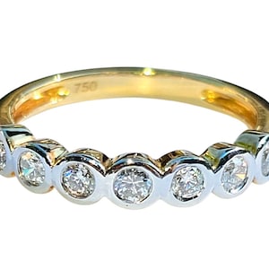 Seven Stone Natural Diamond Eternity Ring 18ct 18k Yellow Gold
