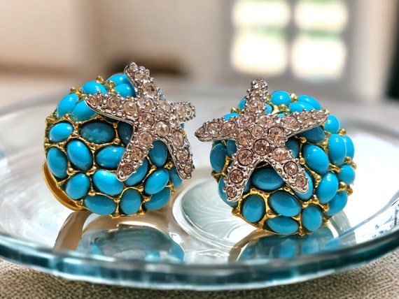 Vintage Kenneth Jay Lane Turquoise and crystal St… - image 5