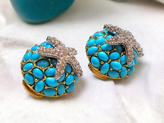 Vintage Kenneth Jay Lane Turquoise and crystal St… - image 7