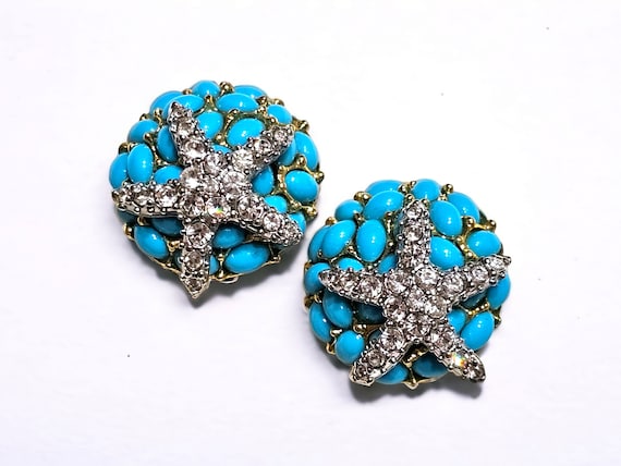 Vintage Kenneth Jay Lane Turquoise and crystal St… - image 2